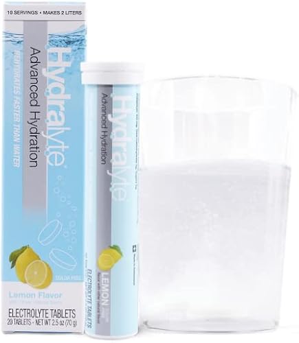 Hydralyte Electrolyte Tablets | Lemonade Electrolytes | Perfect for Bachelorette Parties, Workout Essential and A Travel Essential for Daily Hydration Needs | (10 Servings, 20 Electrolyte Tablets)