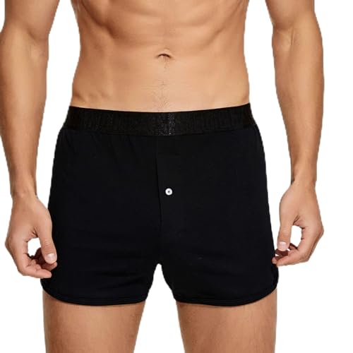 Mens Underwear Boxers to Men Cotton Sleepwear Boxershot with Button Fly