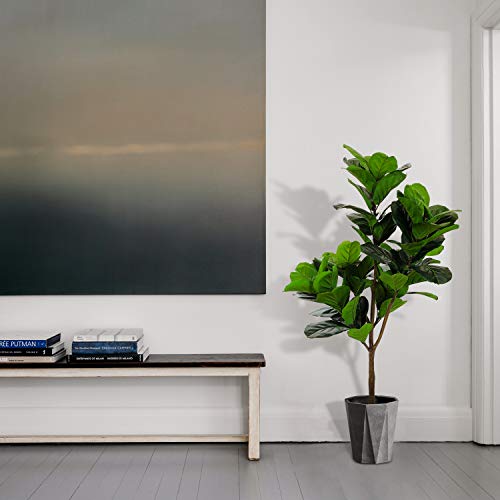 Realead 4Ft Artificial Plant Fiddle Leaf Fig Tree Fake Tree In Pot Natural Faux Tree With 66 Leaves Ficus Lyrata Greenery Plant Indoor Outdoor Decor For House Home Office Perfect Housewarming Gift #TOP4