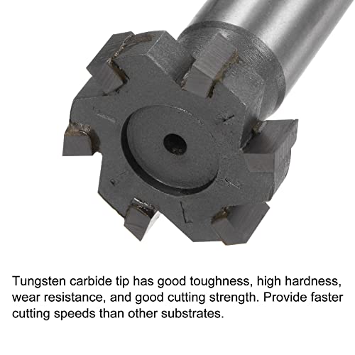 Image of uxcell T-Slot Milling Cutters, 8mm Depth 30mm Cutting Dia 16mm Shank Tungsten Carbide Tip 6 Flutes T Slot End Mill for Stainless Steel Copper Aluminum