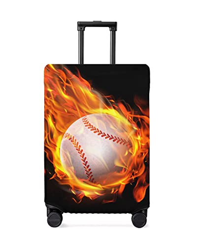 Travel Luggage Cover Medium Suitcase Cover Fit for 22-25 Inch Luggage Luggage Protector Suitcase Cover Scratchproof Sports Theme Flying Baseball in Fire Luggage Cover Protector for Suitcase