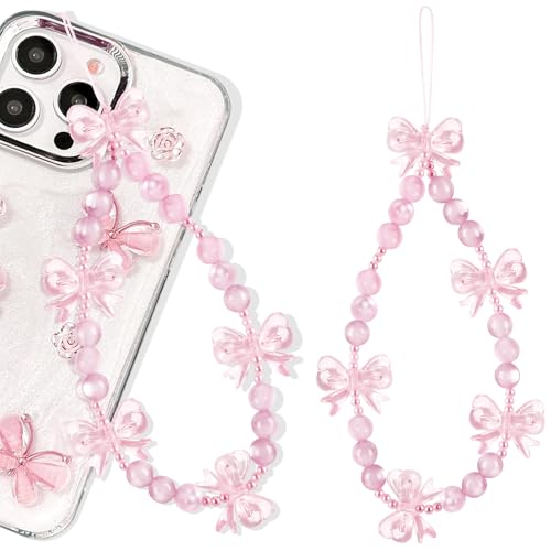 Neptniopllab Phone Charms-1PC Pink Bow Charm Strap Universal Cellphone Lanyard Wrist Smartphone Chain String Charm for Phone Case Women(Pink Bow,1PC)
