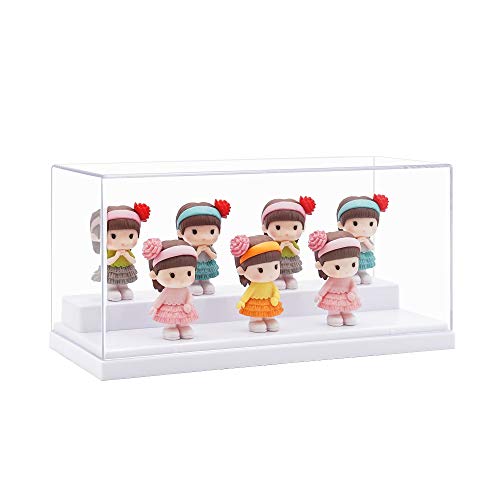 Tingacraft Acrílico Vitrina Cristal (19,5 x 8,5 x 8,5 cm) para Mini Figuras, Caja Metacrilato Expositor para Colecciones, Blanco