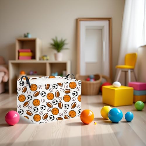 Image of Rectangular Easter Basket Baby Girl Basket Fabric Storage Bin Organizer Box Room Decor(Sports)