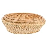 BESTYASH 3 piezas Cestas de Almacenamiento de Bambú para Uso Doméstico Cestas Tejidas Redondas y Ovaladas Ligeras y Versátiles para Frutas Snacks y Decoración del Hogar