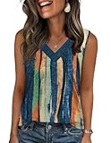 Zeagoo Cute Summer Tops for Women 2026 V Neck Loose Fit Casual Floral Tank Top Sleeveless Flowy Boho Tunic Shirts