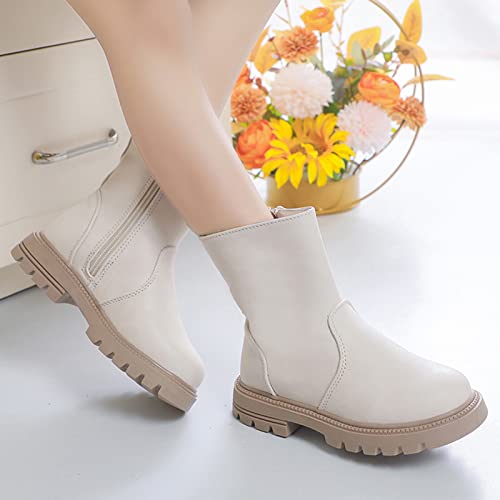 Girls Ankle Boots Low Heel Side Zipper Fall Winter Booties Outdoor Chunky Platform Solid Shoes for Little/Big Kids4