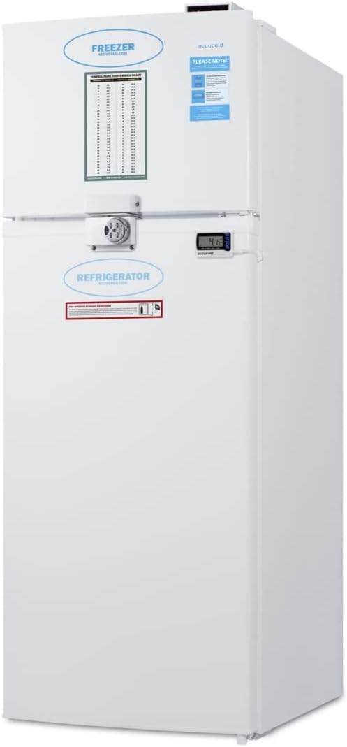 Summit Appliance AGP96RFLCAL 22" Wide General Purpose Refrigerator-Freezer with Digital Refrigerator Control, Internal Fan, Combination Lock, and NIST Calibrated Alarm/Thermometer