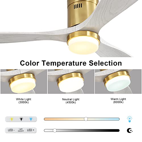 Sofucor 52 Inch Low Profile Ceiling Fan With Light 3 Carved Wood Fan Blade Indoor Outdoor Modern Flush Mount Ceiling Fan Noiseless Reversible Dc Motor Remote Control For Kitchen Bedroom Farmhouse #TOP4