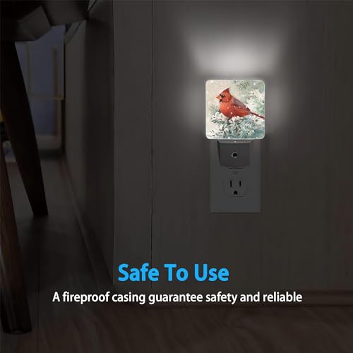 Image of Night Lights Plug into Wall Red Cardinal Bird Night Lights Dusk to Dawn Sensor Led Lamp for Women Men,Led Lights for Stairway /Hallway /Bedroom,0.5W
