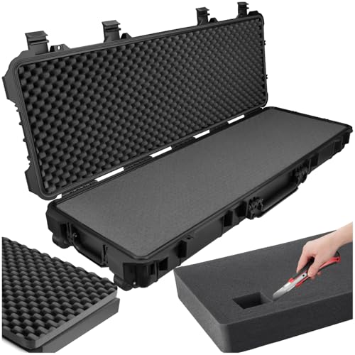 tectake® Caja de Armas largas, Maletin para Rifle, Armas, Carcasa Rígida, Airsoft Armas, Caza, Escopeta de Perdigones, Carabina, Francotirador - Negro