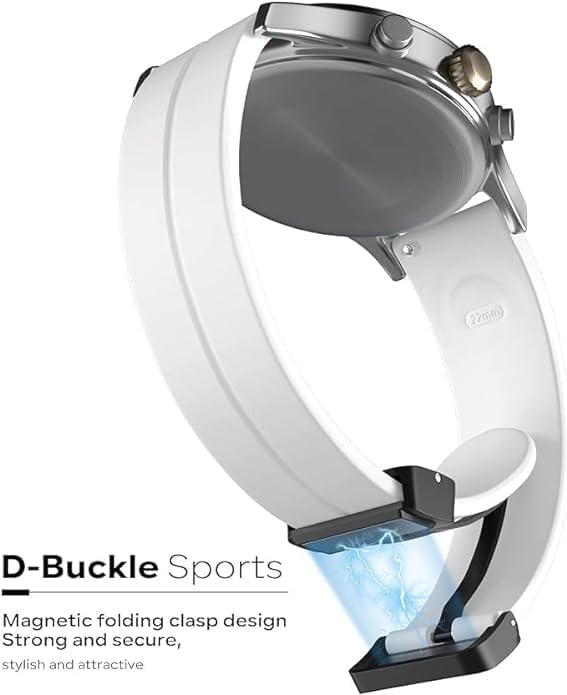 Image of GameSir 22mm Smartwatch Strap | Soft Silicone Magnetic Lock Replacement Band Compatible with Noise ColorFit & All 22mm Lug Watches | Flexible, Sweatproof & Fashion Design Strap (White)
