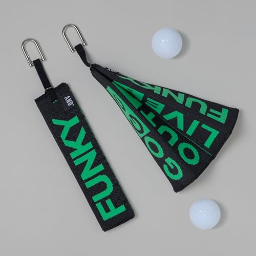 Image of ANDGOLF Pleats Ball Towel, Use to Wash My Ball and Club, Best Choice for Golf Gifts, Embroidered Golf Towels, Clip for Bags /Pants /Skirts, Durable Elastic Band, Colorful Fashion Golf Item (Green)