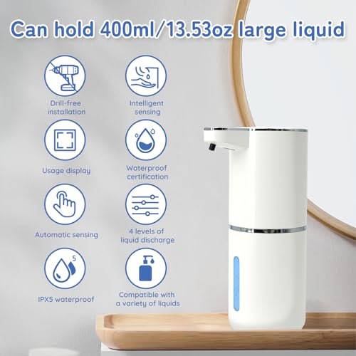 Distributeur de savon en mousse blanc automatique de 400ml