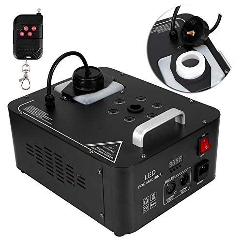 Image of 1200W Fog Machine, Smoke Machines for Stage Effect, Halloween Mist Maker with 6 Full‑color LED Chips Remote Control Fog Machine for Holiday Wedding Christmas Parties, About 15000cu ft /min