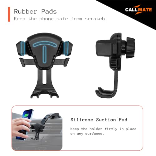 Image of Callmate Car Mobile Holder for Dashboard & Windshield, Silicone Lock System with Long Neck, Powerful Suction Grip, Easy Installation & Release (Black, 360 Rotation)