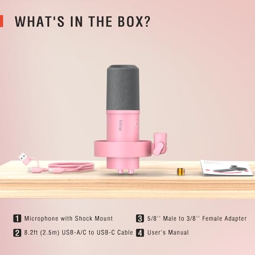 Image of FIFINE XLR /USB Dynamic Microphone, Studio XLR Vocal Podcast Microphone for Recording, USB Streaming Mic with Mute Button, Gain Knob, Headphones Monitoring for Voice-Over, Video-Amplitank K688 Pink
