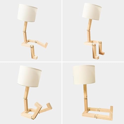 Miniatura 5 de Linda lámpara de escritorio, lámparas únicas, lámpara de mesa de madera, patas y brazos ajustables, lámparas frescas de escritorio para el hogar,