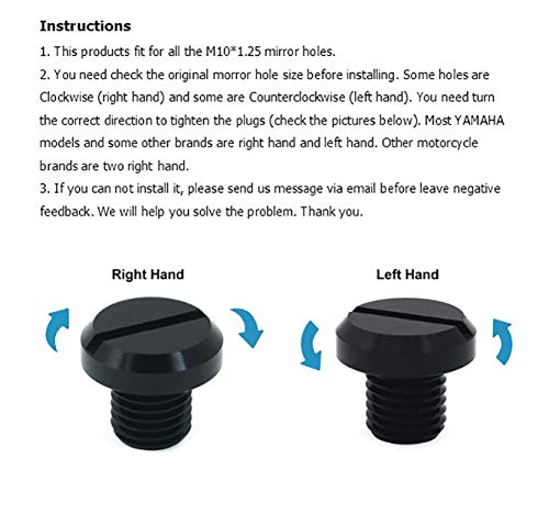 AUTOVIC 2pcs Universal Motorcycle M10x1.25 Mirror Hole Plugs for Yamaha FZ-07 MT-07 FZ-09 MT-09FZ Honda CRF250 CB500F XL700V NC750X CRF1000L BMW G310 Kawasaki Suzuki by AUTOVIC - Image 6