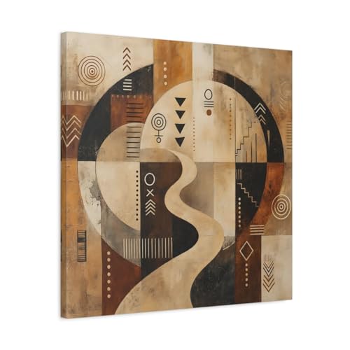 Canvas Print Abstract Symbols tableau monochrome carré 24x24 inch