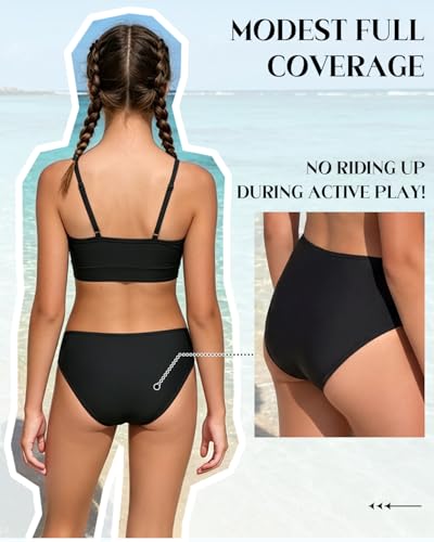 Image of Century Star Teen Girl Swimsuit Two Piece - Color Block Bikini Adjustable Straps Bathing Suit Padded Swimwear