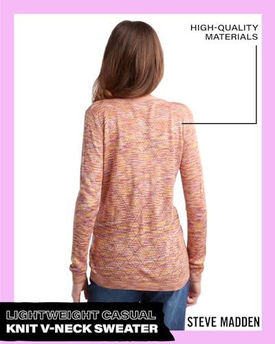 Image of Steve Madden Girls' Shirt -Lightweight Casual Knit V-Neck Long Sleeve Shirt - Cute Top for Girls (4-16)