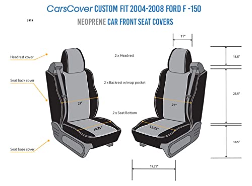 Image of CarsCover Custom Fit Neoprene Front Seat Covers for 2004-2008 Ford F150