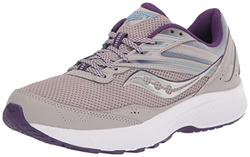 Saucony womens Cohesion 15 Running Shoe, Smoke/Grape Pop, 10.5 US