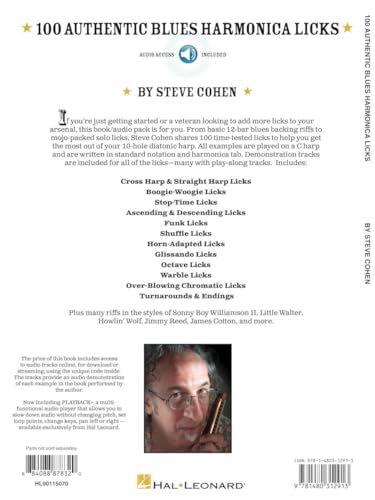 100 Authentic Blues Harmonica Licks Steve Cohen | Harmonica Instructional Book with Online Audio | Learn Blues Harmonica Techniques, Solos, and Riffs | Beginner to Advanced Sheet Music Songbook - Image 2