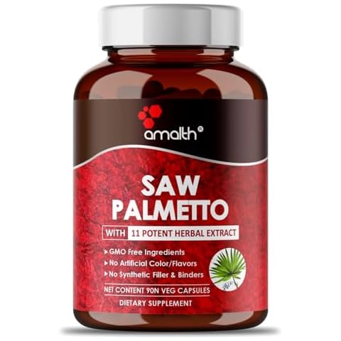AMALTH Premium Saw Palmetto Capsule-5750 mg Extra Strength Formulated with Ashwagandha, Tribulus, Ginger, Maca, Holy Basil and More Natural Prostate Support, 90 Capsule Cover