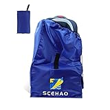 SCEHAO Car Seat Travel Bag for Airplane,Car Seat Durable Protective Bag for Air Travel,Suitable for Booster Seats, Convertible Car Seats and Infant Carriers,with Portable Pouch (Blue)