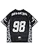 SOLY HUX Men's Jersey Shirts Mesh Graphic Tees V Neck Drop Shoulder Short Sleeve Loose Streetwear Tops Black Letter Medium