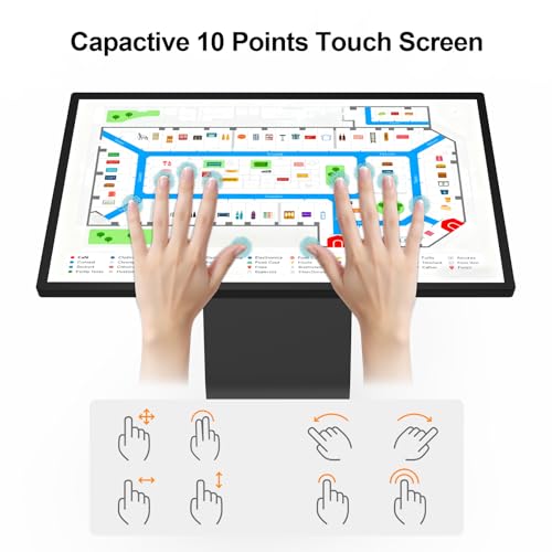 Image of 32 Inch Touch Screen Kiosk, 10pt PCAP Capactive Touch Screen Digital Signage, Windows OS K-Style Indoor Digital Signage, Interactive LCD Display Signage, U-Disk Publish Content, Split Screen