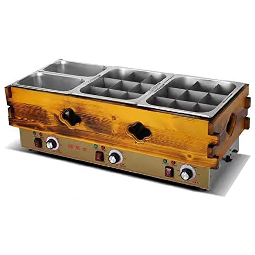 KALELAISU おでん鍋 30L大容量(18グリッド+ストックポット2個) 電気おでん鍋 0-300℃温度調節可能 自動保温機能 仕切り鍋 ステンレス鋼 仕切り付 卓上型 デスクトップおでん鍋 多用途おでん鍋 麺鍋 フライヤー スーププール 卓上万能鍋