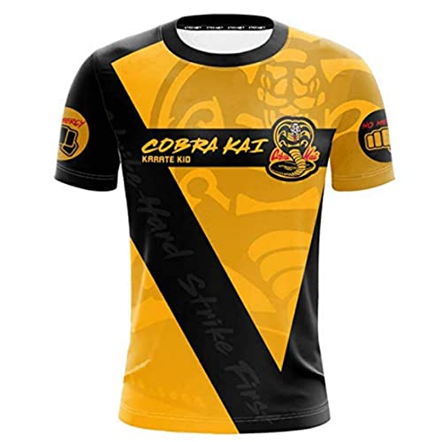 Camiseta Manga Corta Hombre Co.Bra Kai, Deportes de Trabajo, Casual Camiseta Deportiva de Manga Corta Adolescentes-XS||Yellow 1