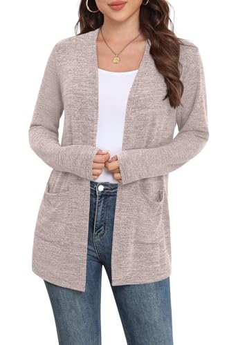 Image of Yincro Womens Lightweight Cardigan Long Sleeve Open Front Casual Sweater Cardigans with Pockets