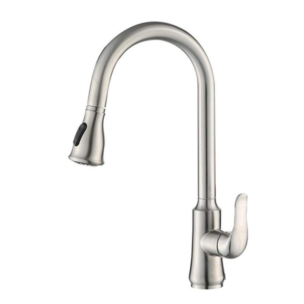 Robinet de cuisine avec pulvérisateur rétractable en acier inoxydable brossé