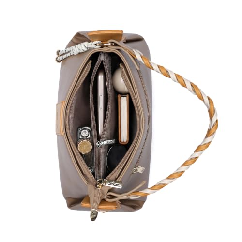 Image of EXOTIC Noire Twist Structured Handbag with Braided Handle & Multi-Compartment Design