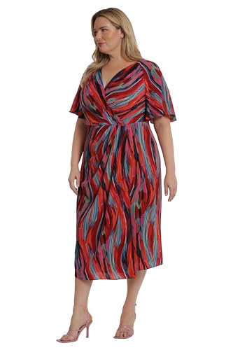Image of Maggy London Women's Maggy London Women's Dresses Short Flutter Sleeve Faux Wrap Midi Dress
