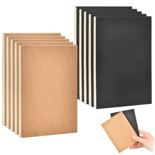 NA 10 PCS A6 Sketchbook, 120 Pages (60 Sheets) Travel Diary Hardcover Black Soft Cover Blank Notebook Suitable for Note Taking, Painting and Graffiti (Kraft Paper, Black)