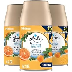 1 of Glade Automatic Spray Air Freshener Refill, Sunshine Citrus, 3 Count | 6.2 oz Each, Home and Bathroom Use, Fits Glade Automatic Spray Holder, Adjustable Timed Fraegrance Release, Odor Fighting