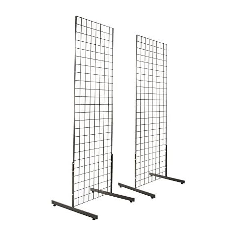 Only Hangers 2' x 6' Gridwall Panel Tower with T-Base Floorstanding Display Kit 2-Pack Black or White (Black) Cover