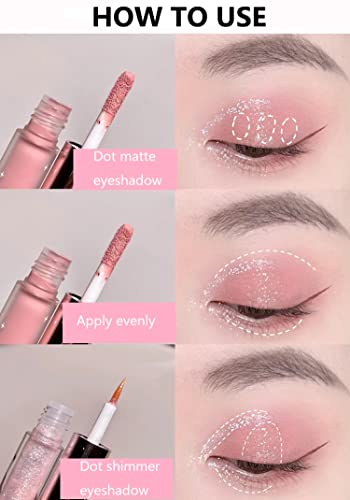 Jempet Liquid Glitter Matte Eyeshadow Eye Makeup Set: 2-In-1 Dual Ended Liquid Matte Cream Eyeshadow And Glitter Eyeliner For Glossy Shimmer Eye Makeup (Pink Series) #TOP2