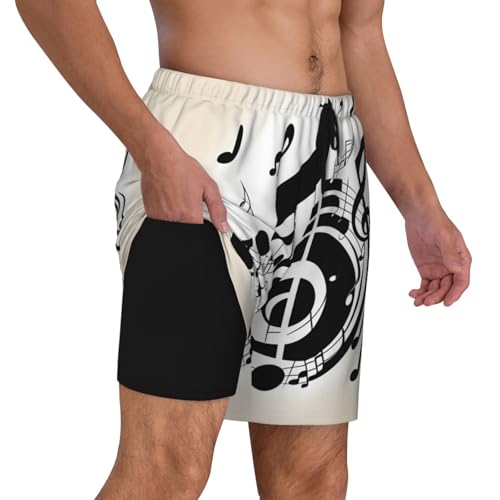 Short de bain pour homme en polyester avec doublure de compression - 3
