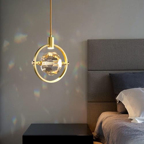 Plafonnier suspendu en cristal doré chic et moderne pour îlot de cuisine