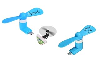 BLAXSTOC Combo of Micro USB Mini Fan & Type-C Mini Fan 2-Blade Fan High Speed USB Fan, Mini Mobile Cooler, Mini fan Support with All Android & Type-C Smatphones (Multi-colour) 10 inches