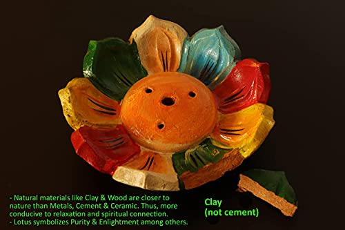Aroma Valley Handmade Clay Lotus Incense Holder | Hand-Painted Eco-Friendly Clay Incense Burner Ash Catcher #TOP2