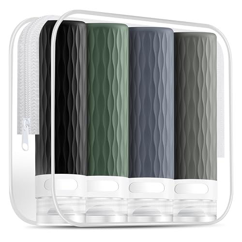 Travel-Bottles-for-Toiletries-TSA-Approved-34oz-Travel-Size-Containers-BPA-Free-Leak-Proof-Silicone-Traveling-Bottles-Refillable-Travel-Essentials-Kits-for-Shampoo-Conditioner4-Pack-A Travel Bottles for Toiletries, TSA Approved 3.4oz Travel Size Containers, BPA Free Leak Proof Silicone Traveling Bottles, Refillable Travel Essentials Kits for Shampoo Conditioner(4 Pack)-A - Image 1