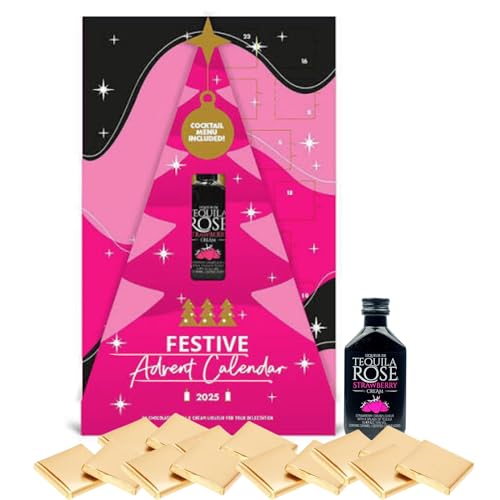 Tequila Rose Advent Calendar 2025 Alcohol Gift for Women with 50ml Mini Bottle & 24 Chocolates Strawberry Cream Liqueur Christmas Countdown Festive Xmas Gift for Her Mum or Girlfriend
