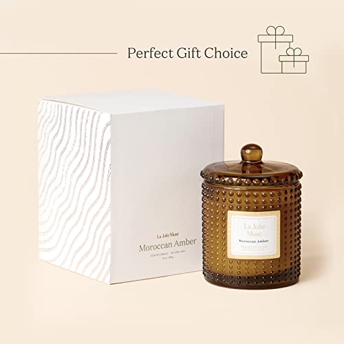La Jolie Muse Moroccan Amber Candles For Home Scented, Candles Gifts For Women & Men, Luxury Glass Jar Candles, Natural Soy Candles, 75 Hours Long Burning, 10 Oz #TOP6